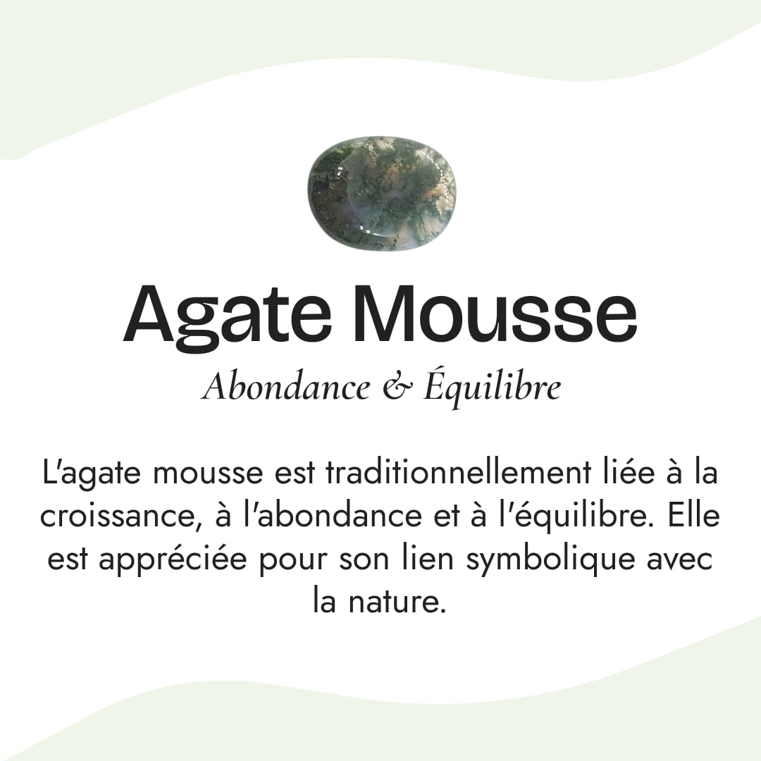 Pierre naturelle du Bracelet Ajustable "Sérénité" en Agate Mousse