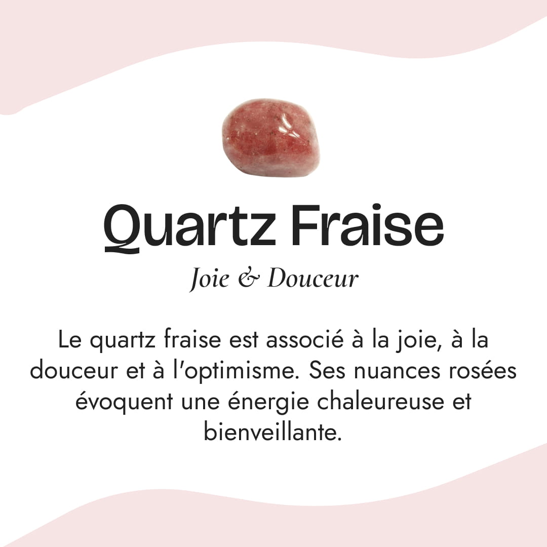 Pierre naturelle du Bracelet "Amour Infini" en Quartz Rose, Grenat & Quartz Fraise