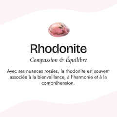 Pierre naturelle du Trio de Bracelets "Paix et Equilibre" en Onyx, Quartz Rose & Rhodonite