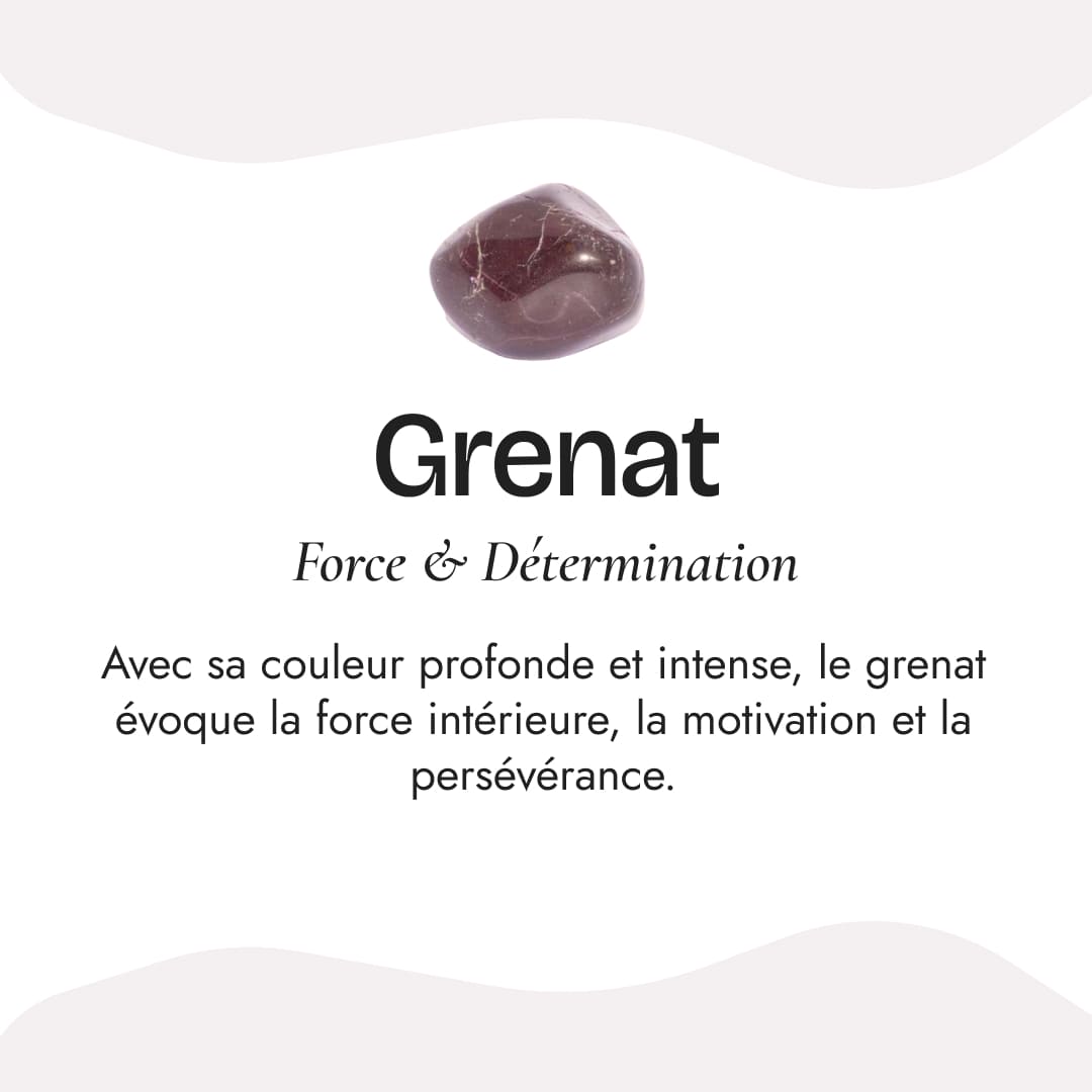 Pierre naturelle du Bracelet "Amour Infini" en Quartz Rose, Grenat & Quartz Fraise