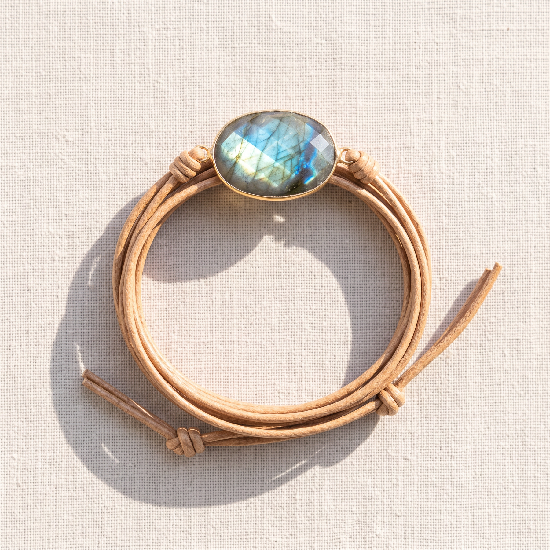 Bracelet "Bouclier de Lumière" en Labradorite, bracelet en pierres naturelles