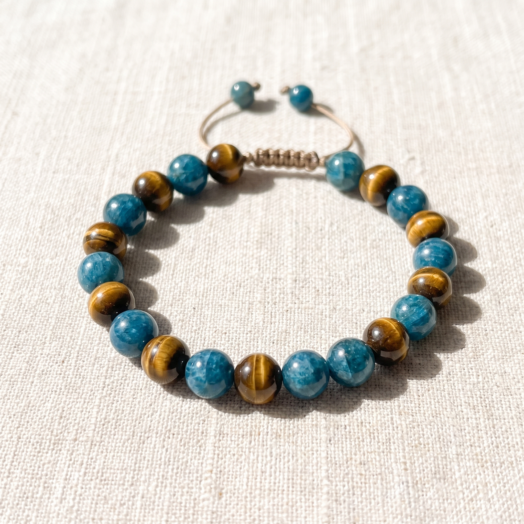 Bracelet "Nouvel Élan" en Apatite & Oeil de Tigre, bracelet en pierres naturelles