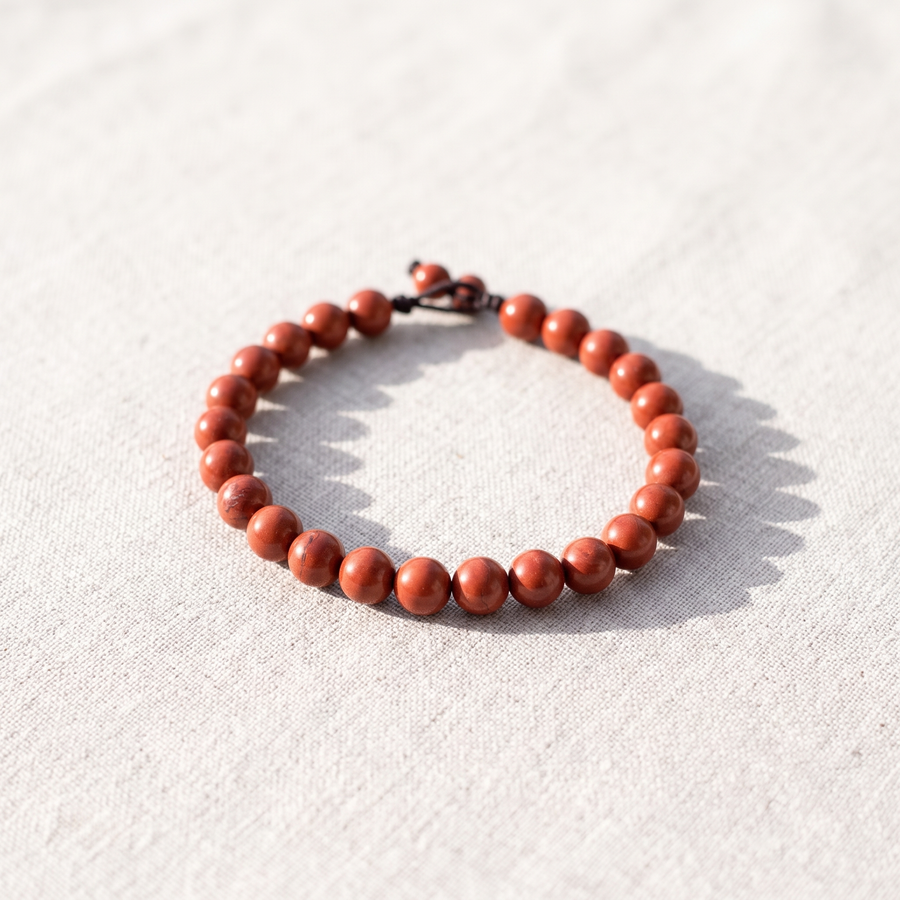 Bracelet "Endurance" en Jaspe Rouge, bracelet en pierres naturelles