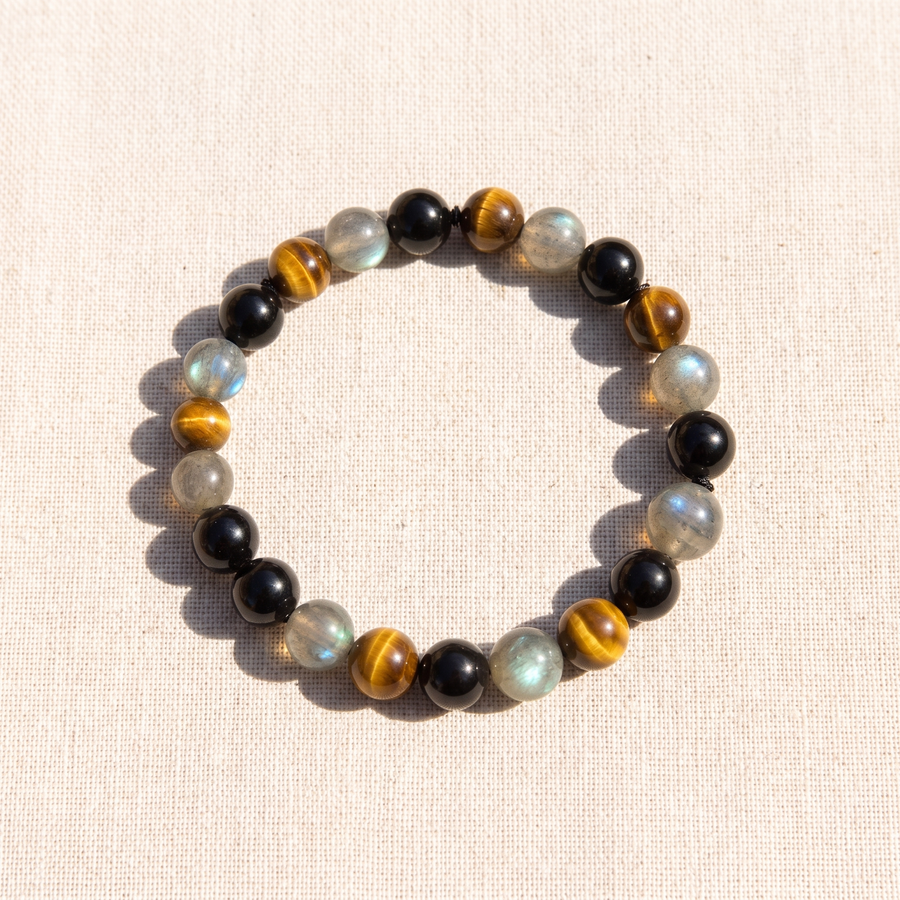 Bracelet "Protection Ultime" en Tourmaline, Oeil de Tigre & Labradorite, bracelet en pierres naturelles