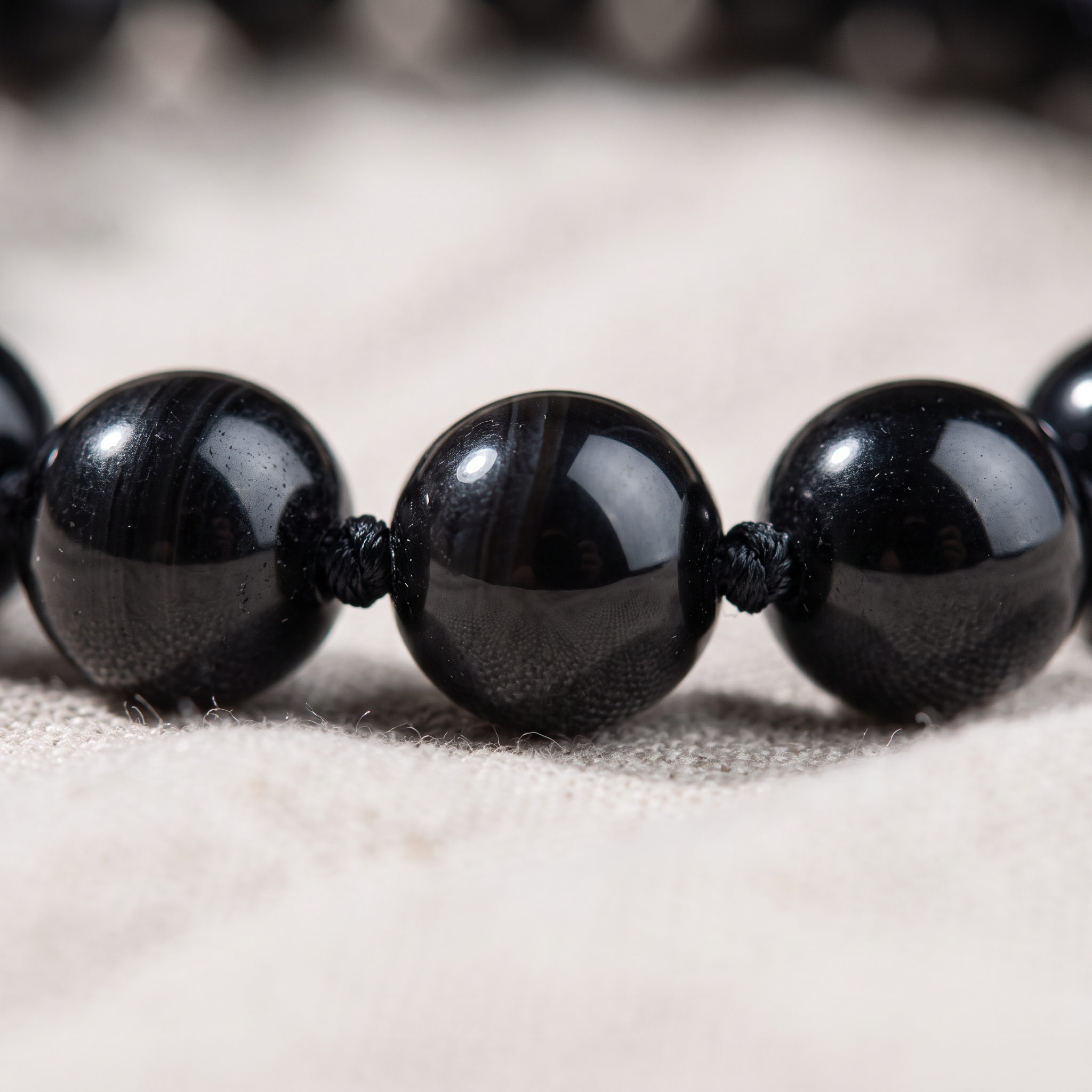 Détail des pierres du Bracelet "Rempart" en Tourmaline Noire