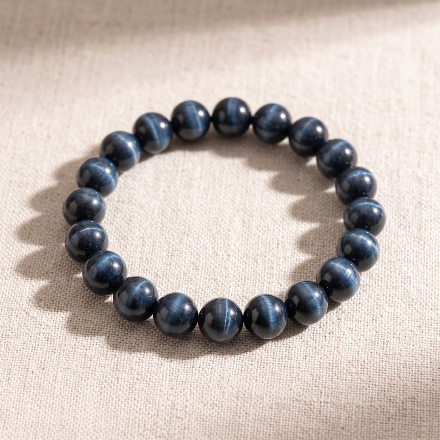 Bracelet "Ange Gardien" en Oeil de Faucon, bracelet en pierres naturelles