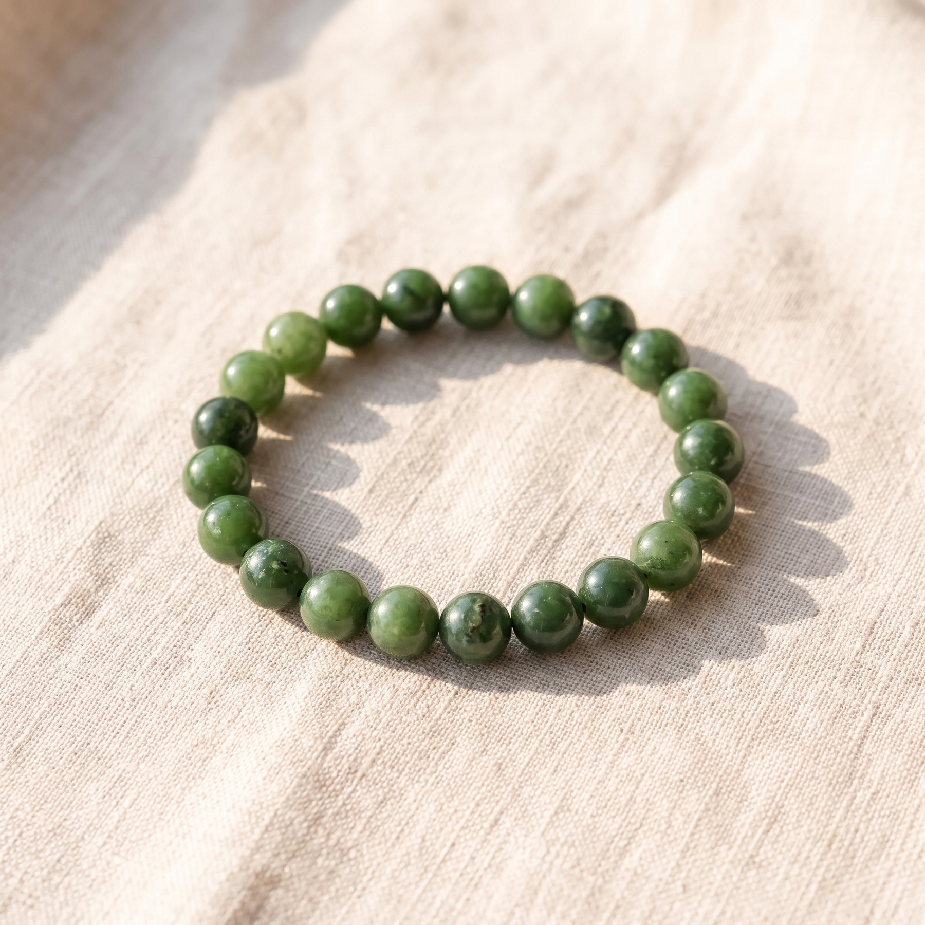 Bracelet "Dhara" en Jade Néphrite, bracelet en pierres naturelles
