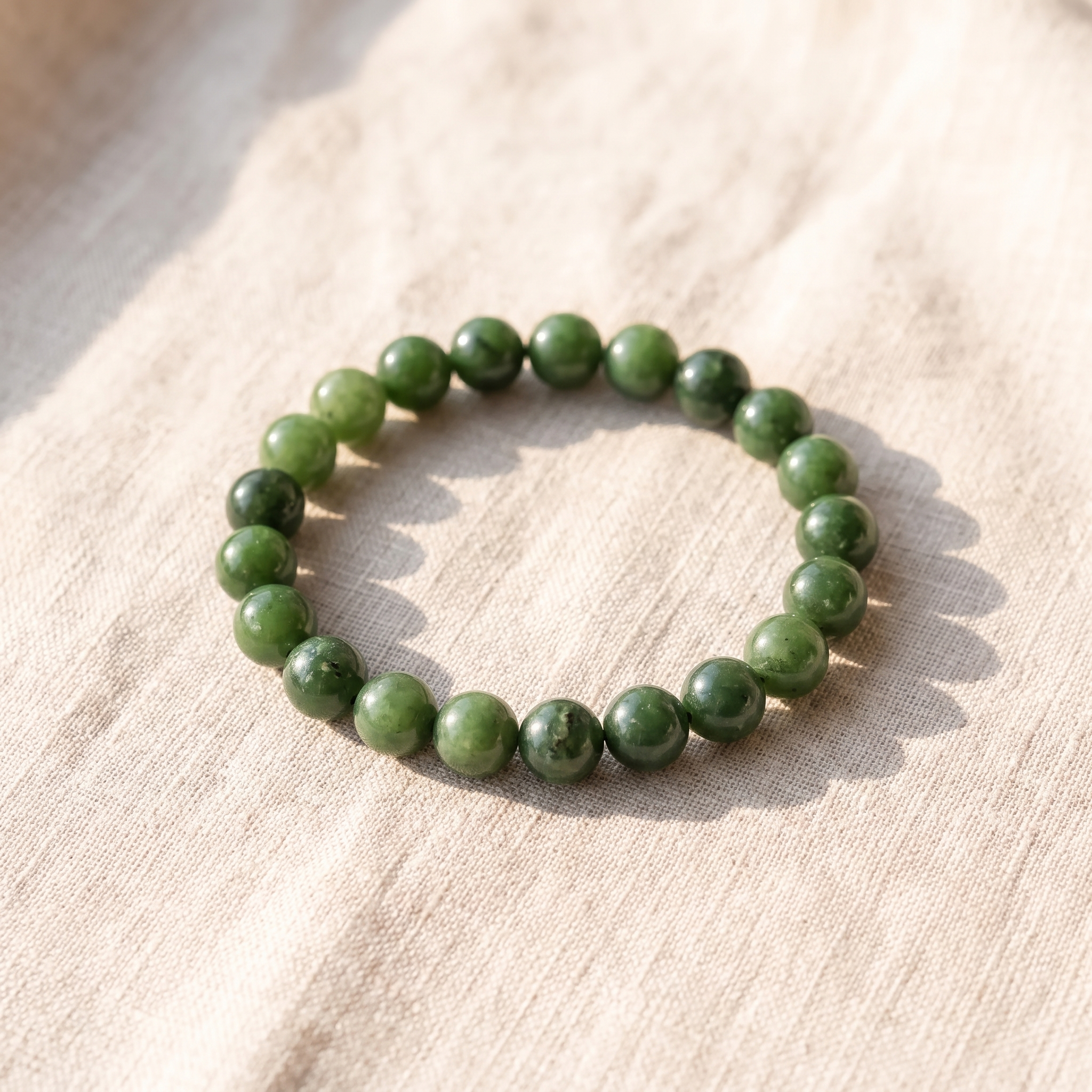Bracelet "Dhara" en Jade Néphrite, bracelet en pierres naturelles