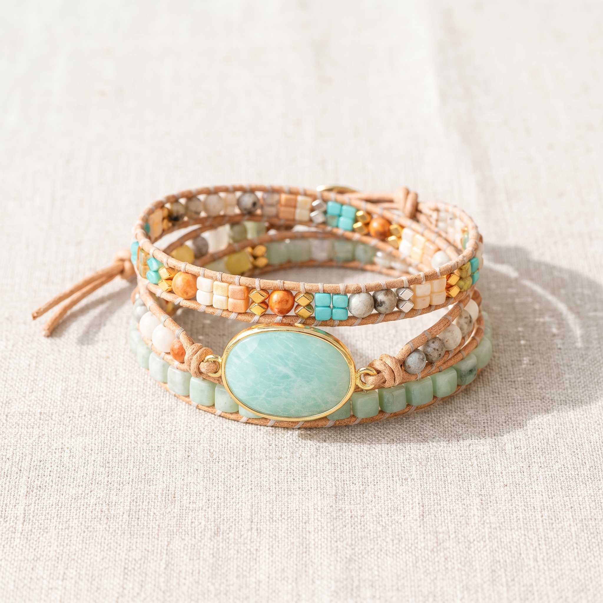 Bracelet Wrap "Douceur d'Amazonite", bracelet en pierres naturelles