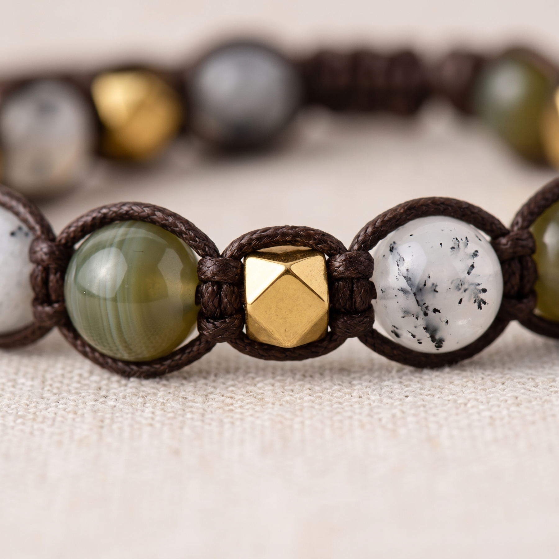 Détail des pierres du Bracelet Wrap "Protection Symbolique" en Labradorite