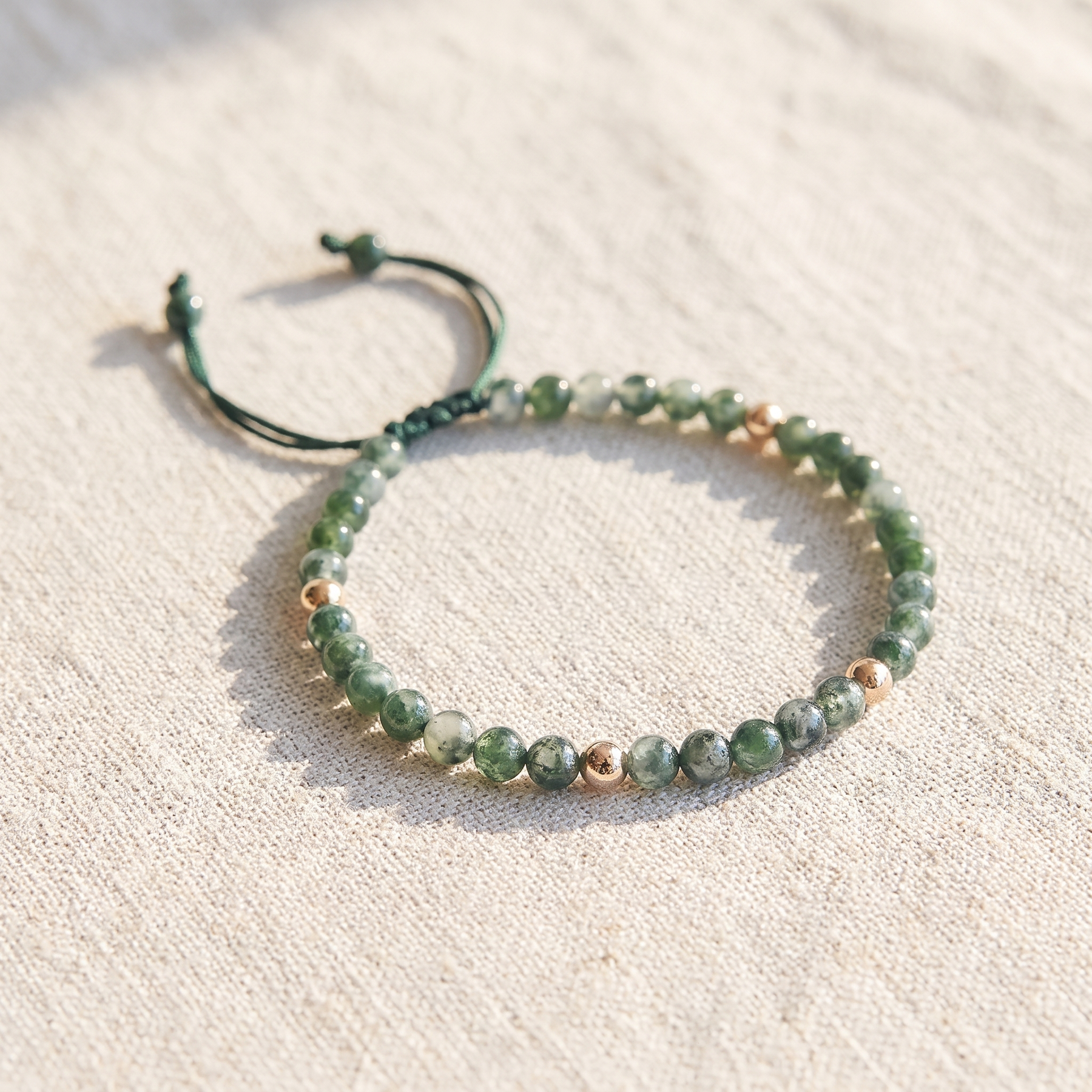 Bracelet Ajustable "Sérénité" en Agate Mousse, bracelet en pierres naturelles