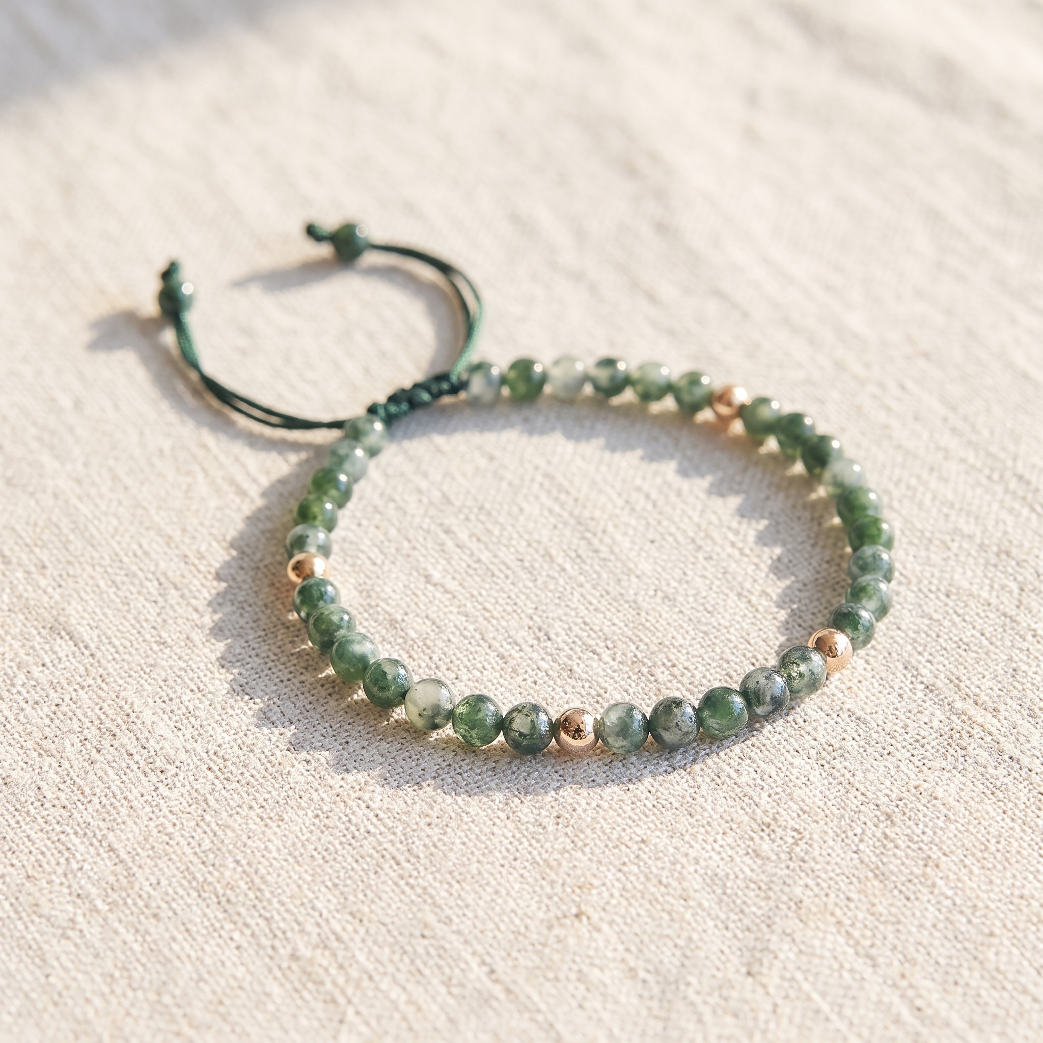 Bracelet Ajustable "Sérénité" en Agate Mousse, bracelet en pierres naturelles