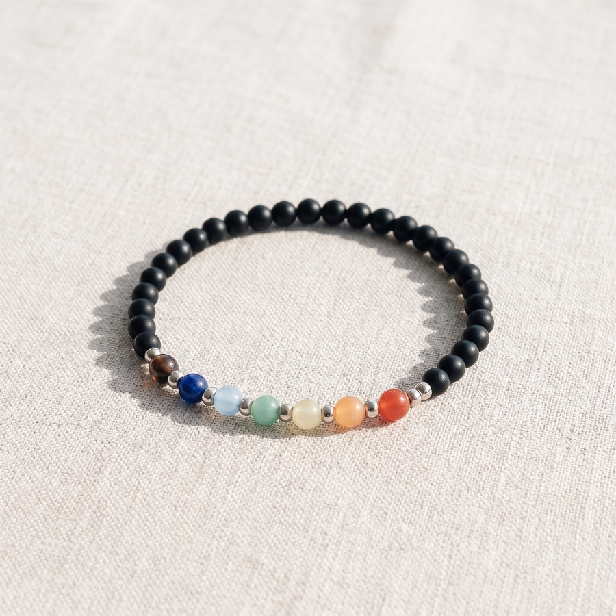 Bracelet Fin "Chakras", bracelet en pierres naturelles