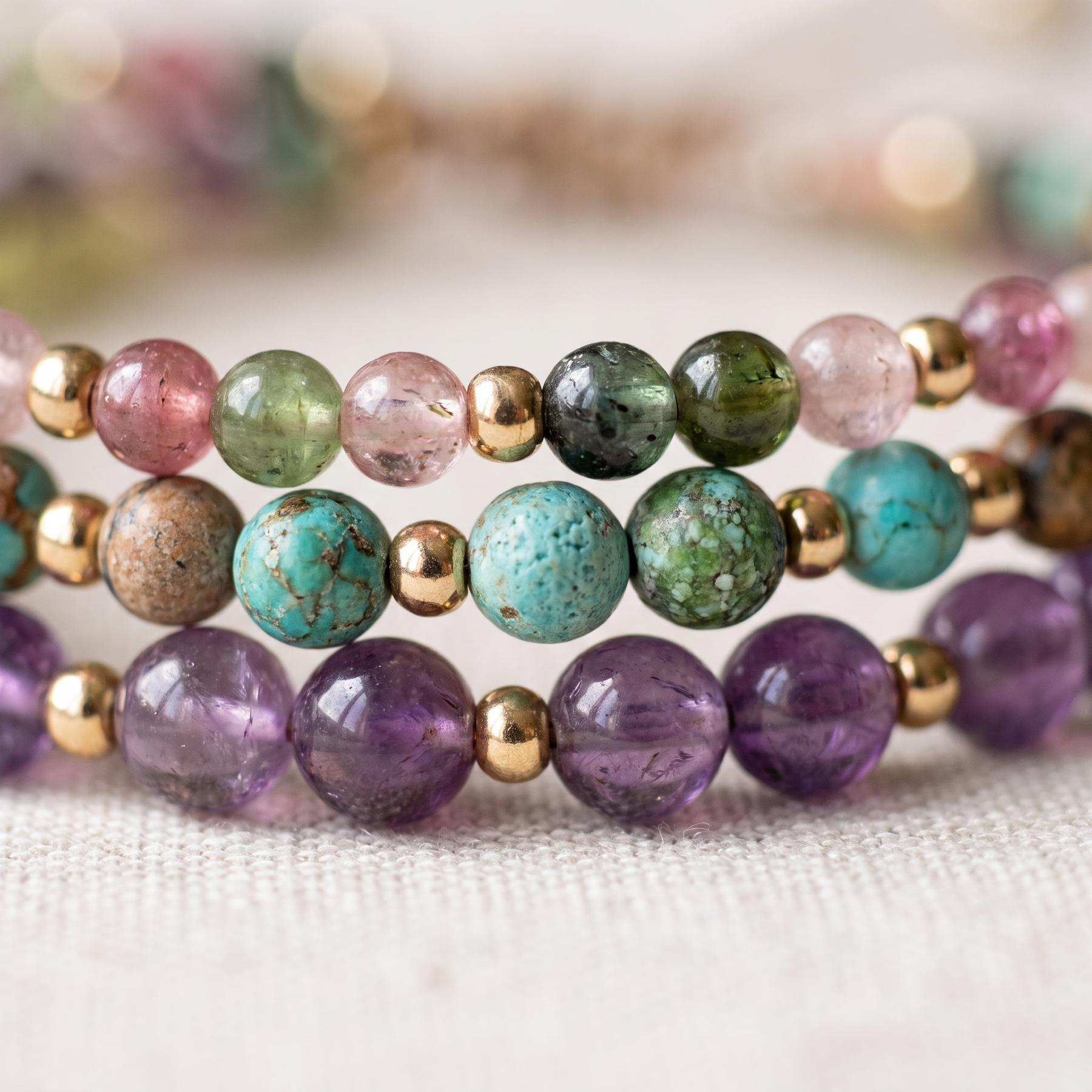 Détail des pierres du Bracelet Raffiné en Pierres Naturelles Fines