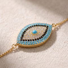 Détail des pierres du Bracelet Œil Bleu – Symbole Traditionnel contre le Mauvais Œil