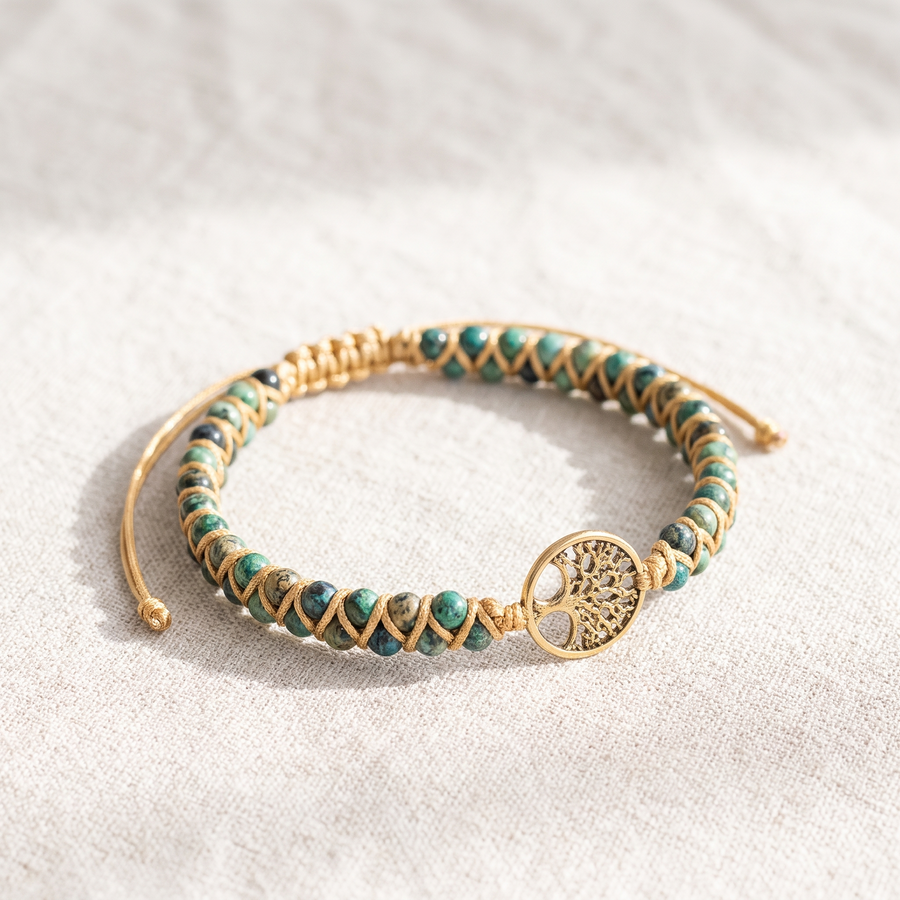 Bracelet "Vie Éternelle" en Turquoise Africaine, bracelet en pierres naturelles