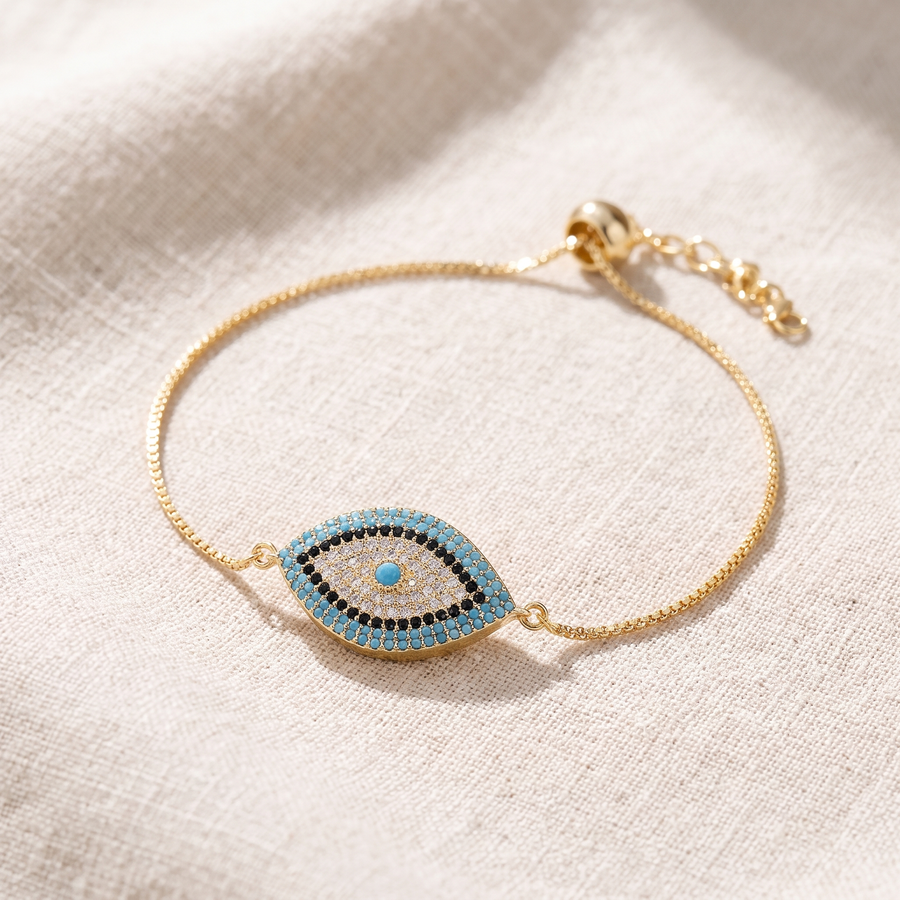 Bracelet Œil Bleu – Symbole Traditionnel contre le Mauvais Œil, bracelet en pierres naturelles