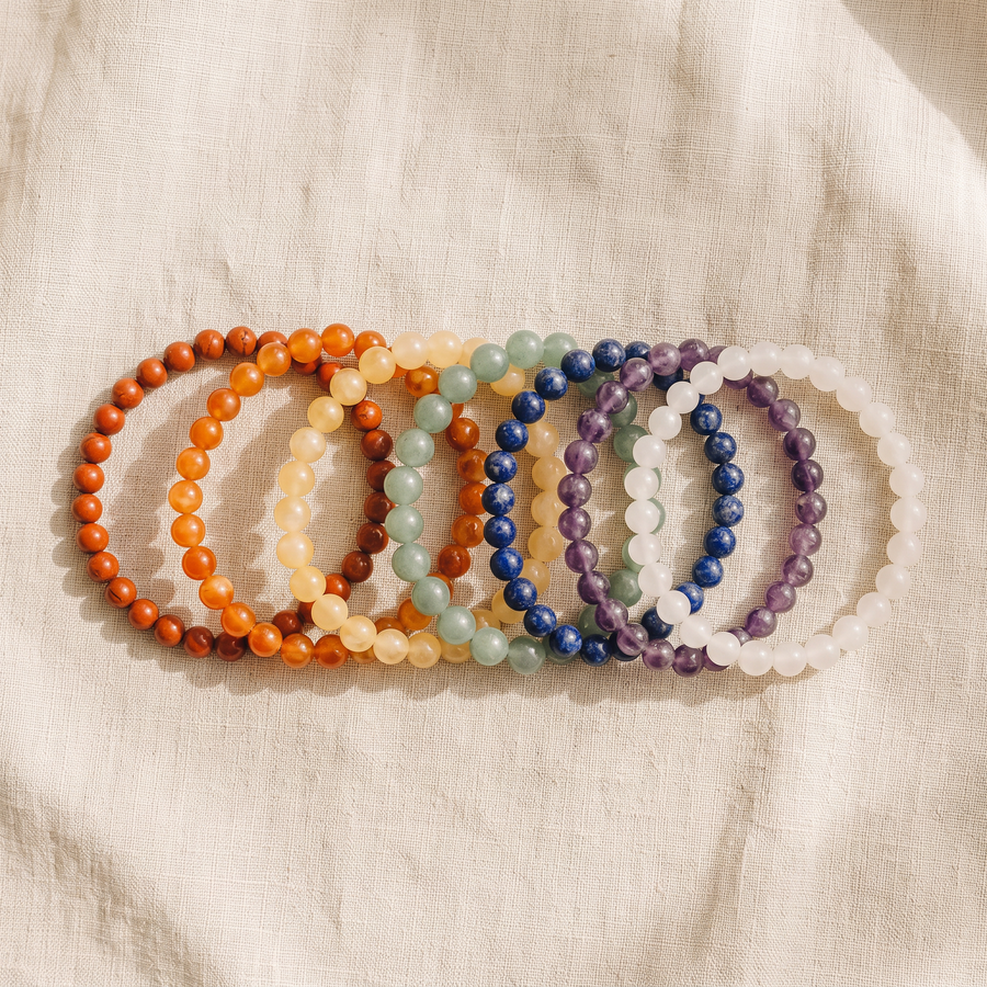 Ensemble "Ouverture des 7 Chakras" en Pierres Naturelles, bracelet en pierres naturelles