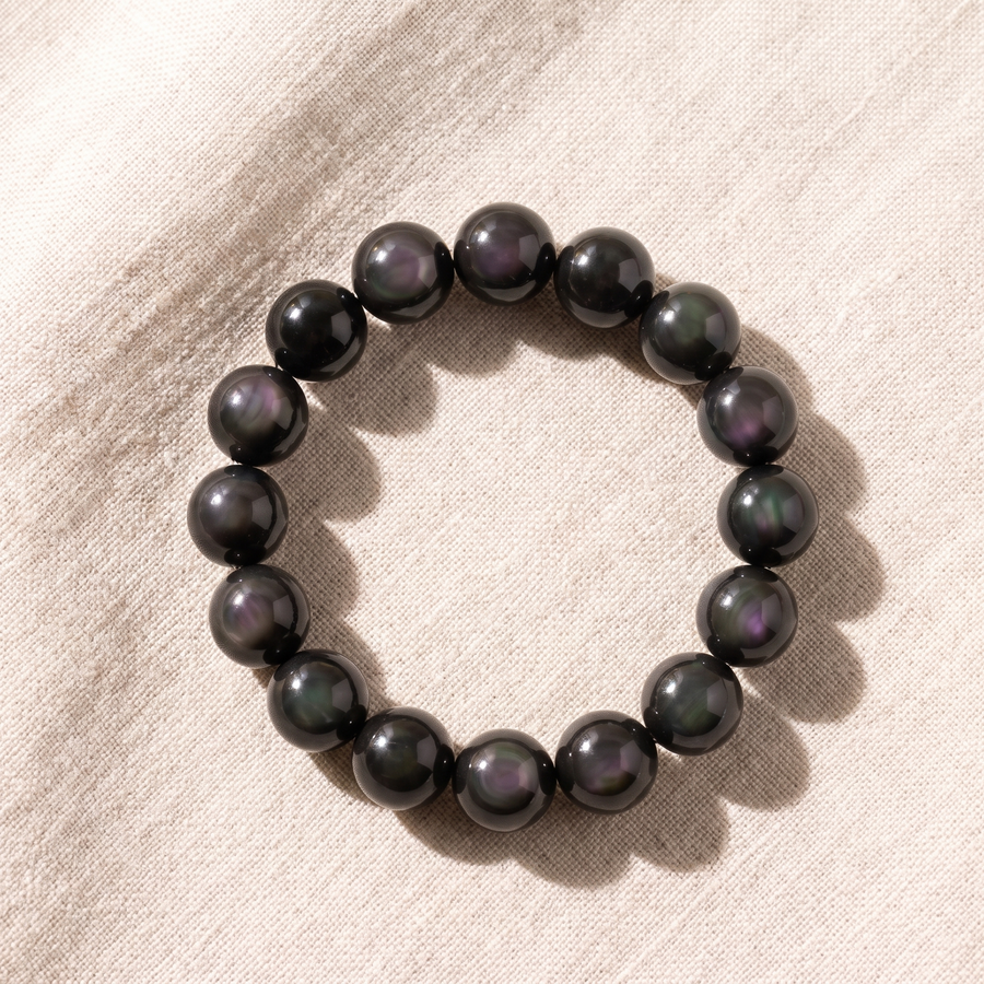 Bracelet "Œil Gardien" en Obsidienne Œil Céleste, bracelet en pierres naturelles