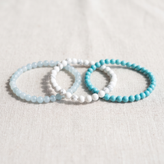 Ensemble "Océan de Douceur" en Turquoise, Howlite & Aigue-Marine, bracelet en pierres naturelles