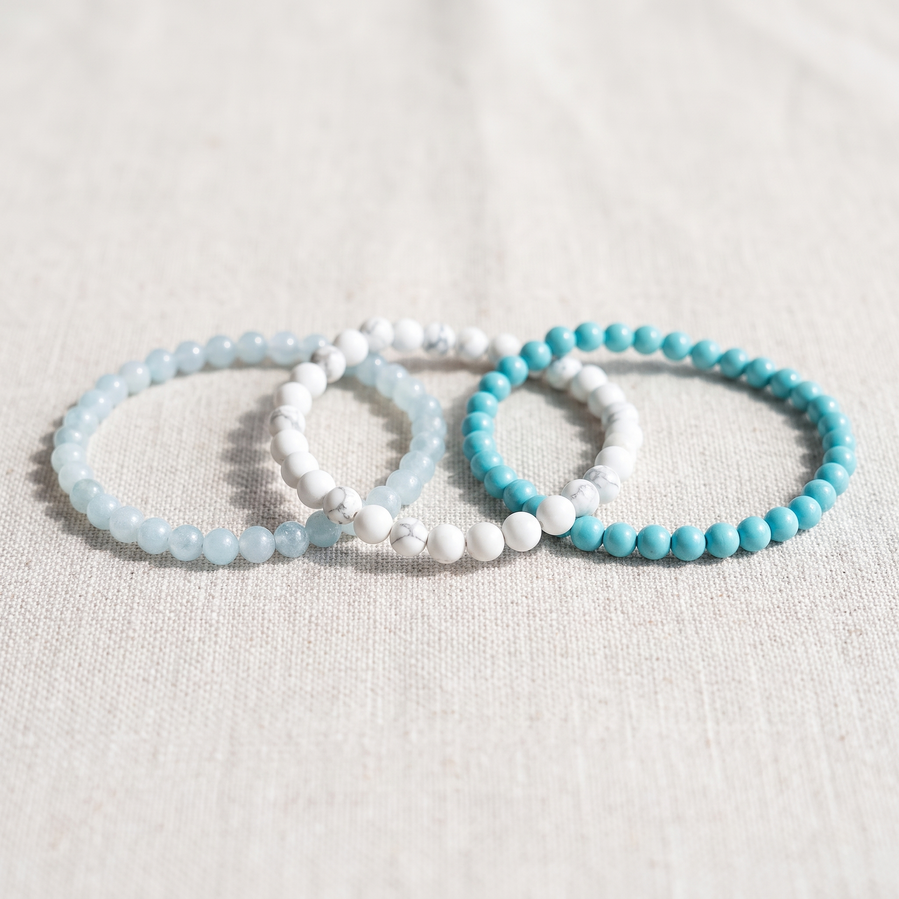 Ensemble "Océan de Douceur" en Turquoise, Howlite & Aigue-Marine, bracelet en pierres naturelles