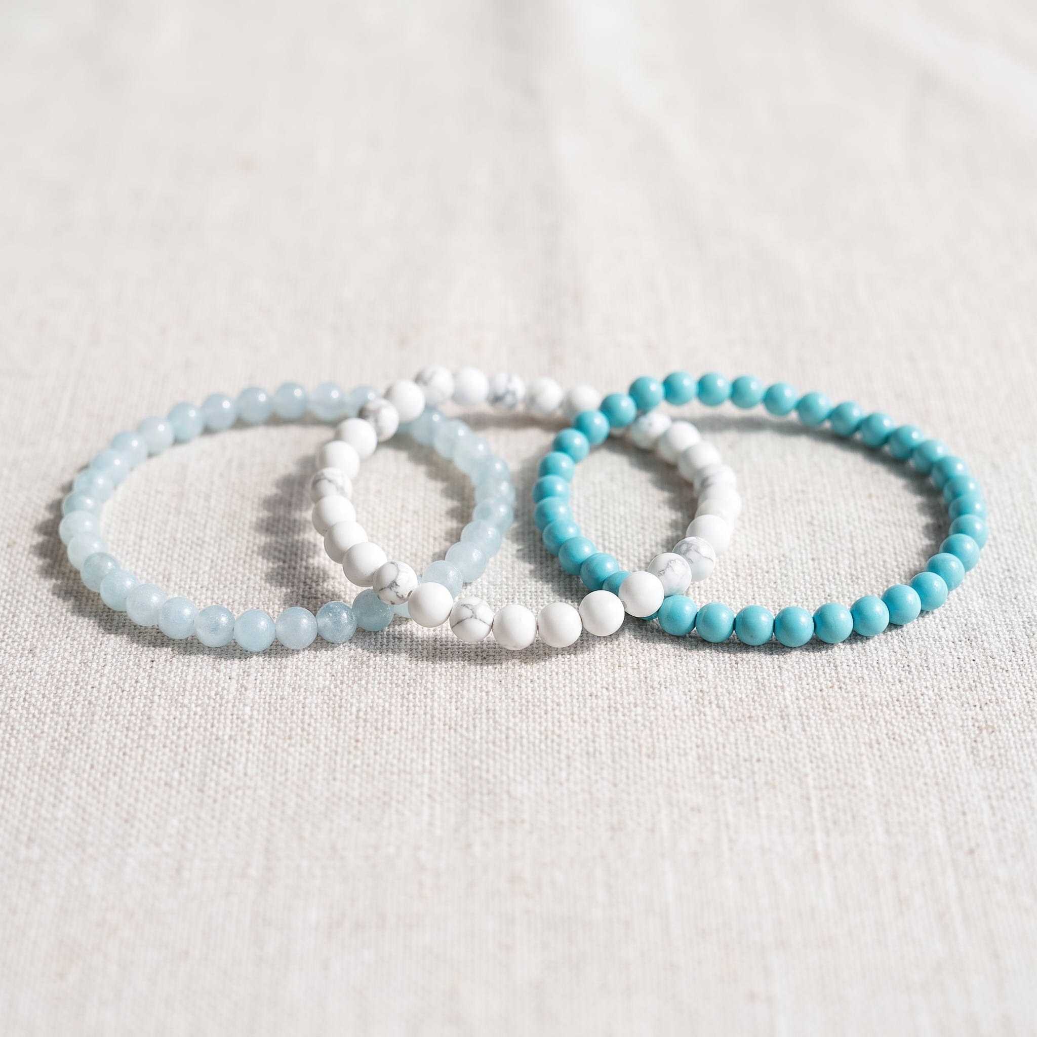 Ensemble "Océan de Douceur" en Turquoise, Howlite & Aigue-Marine, bracelet en pierres naturelles