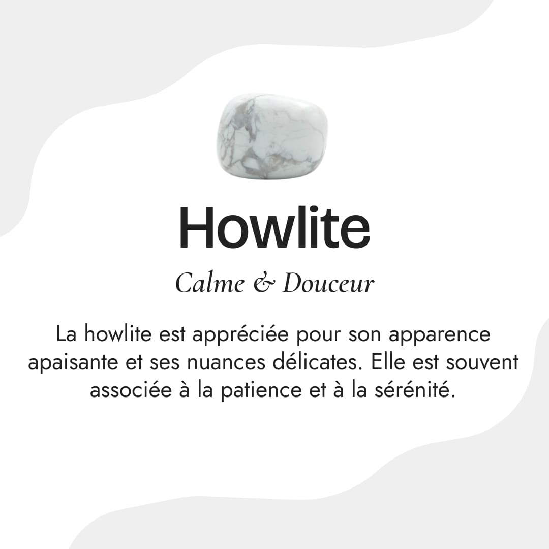 Pierre naturelle du Bracelet Mala "Douceur Féminine" en Howlite