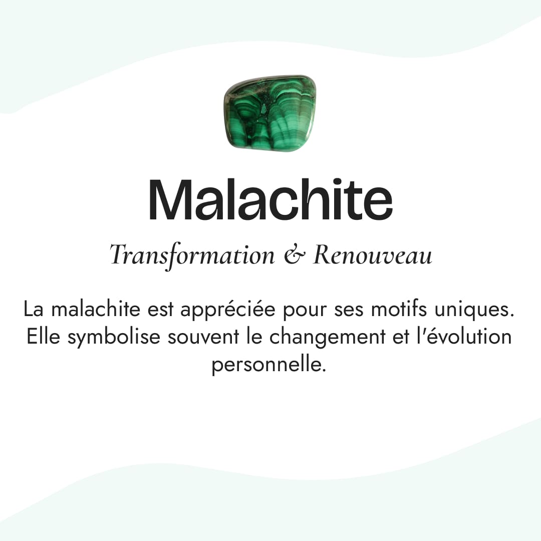 Pierre naturelle du Bracelet "Chance & Protection" en Aventurine, Malachite & Quartz Fumé